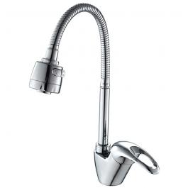 Смеситель F4303 для кухни с гайкой и гибким изливом два режима FRAP